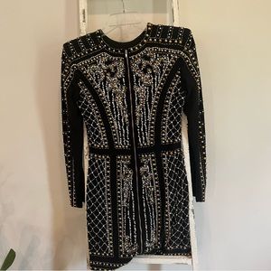 Tony Bowls long sleeve beaded cocktail dress